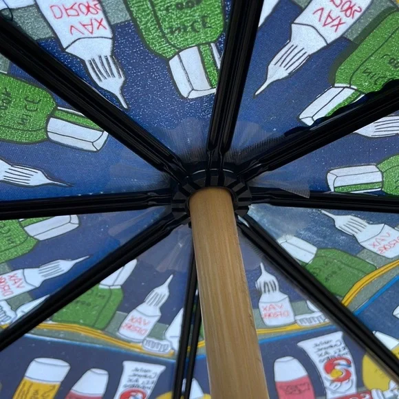 Navy Vintage Wooden Umbrella Drugstore Fun